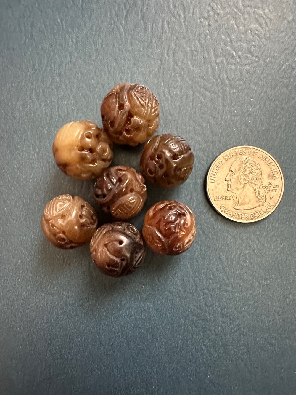 Carved Round Beads - Natural Brown Women’s Jewelry Accent